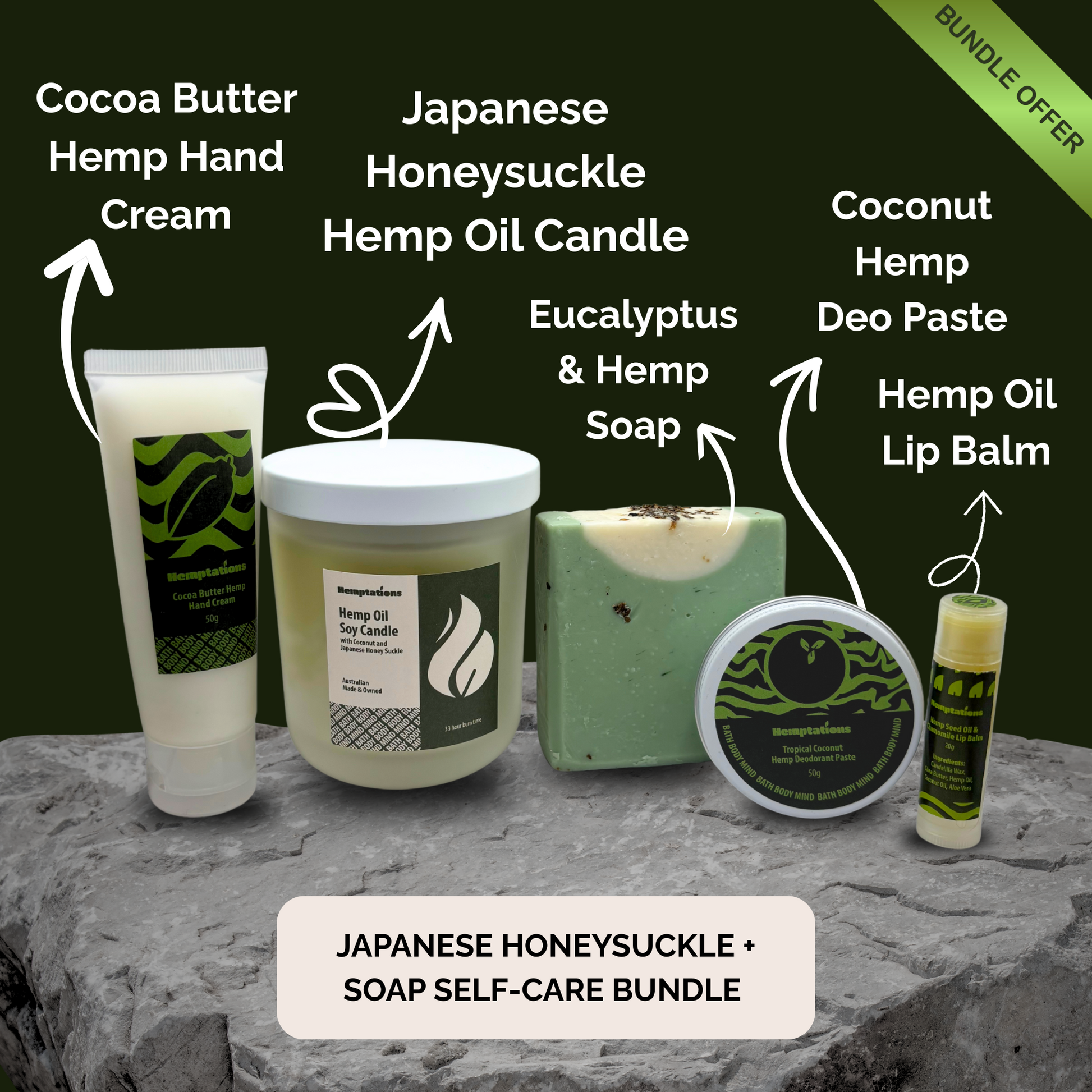 Collection of hemp self- care products