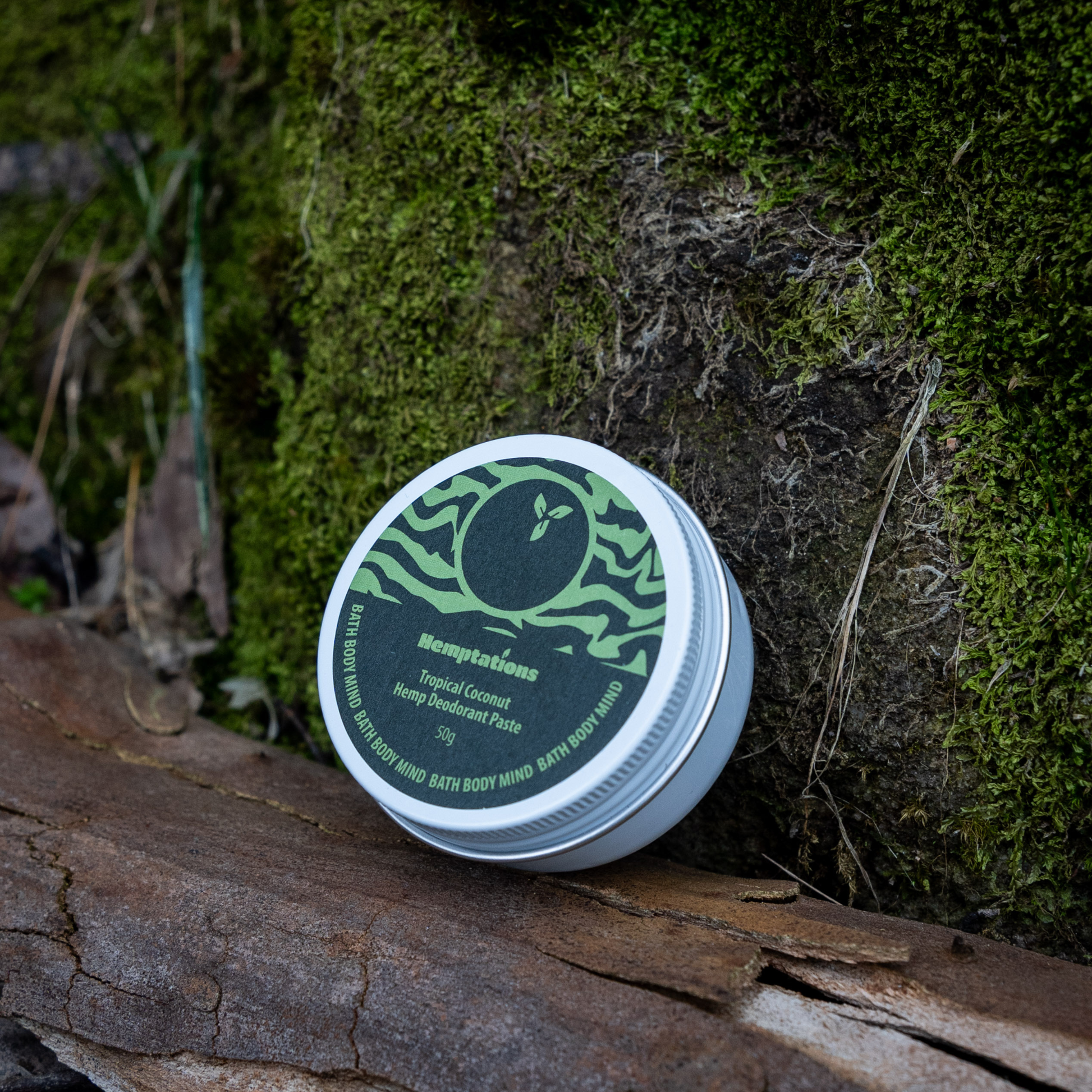 Tin of Hemptations product on a natural background